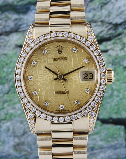 (image for) 100% ORIGINAL ROLEX MIDSIZE 18K YELLOW GOLD OYSTER PERPETUAL DATEJUST - 68158